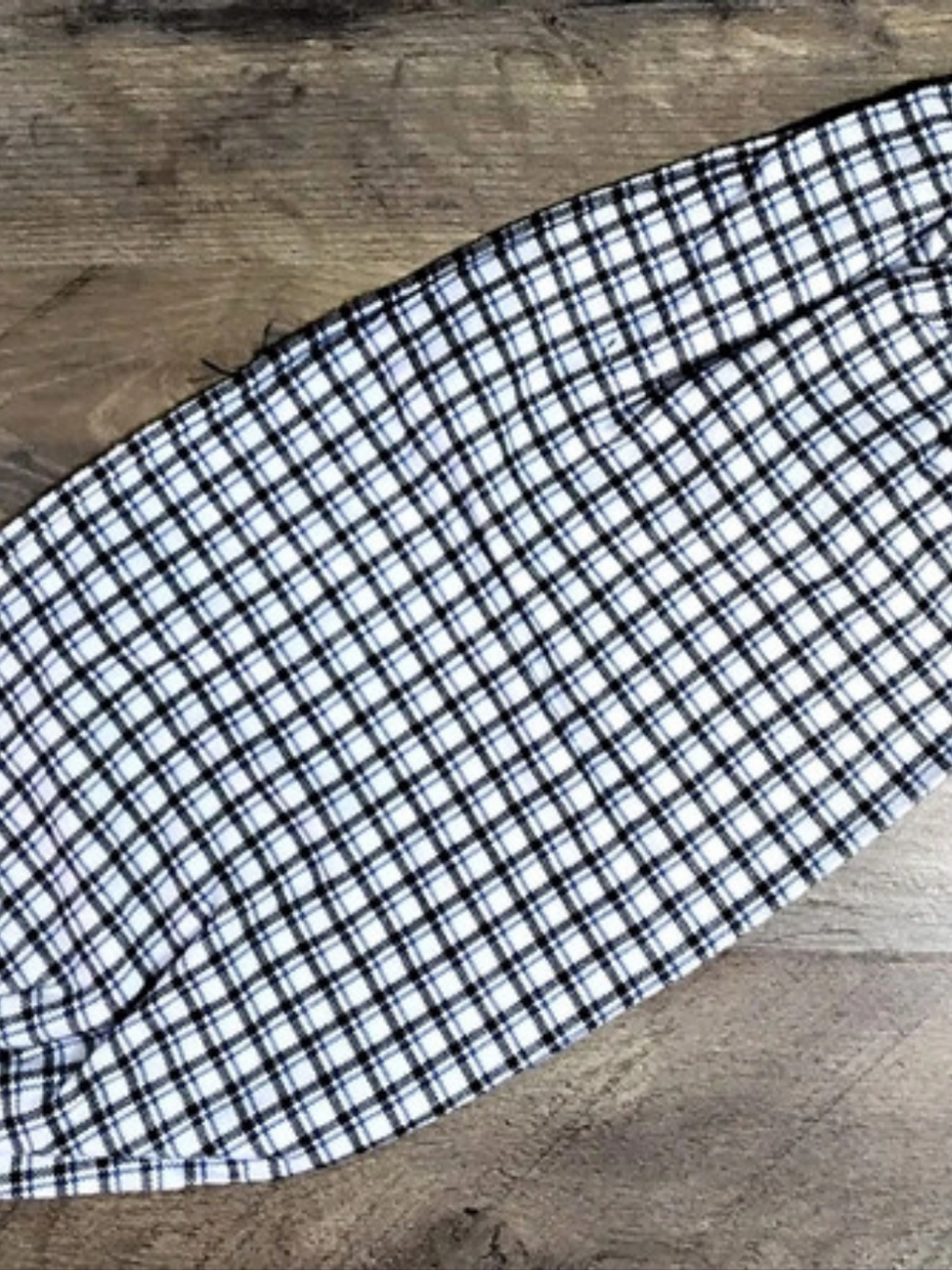 Handmade Blue and Black Checkered Grocery Bag Holder-New